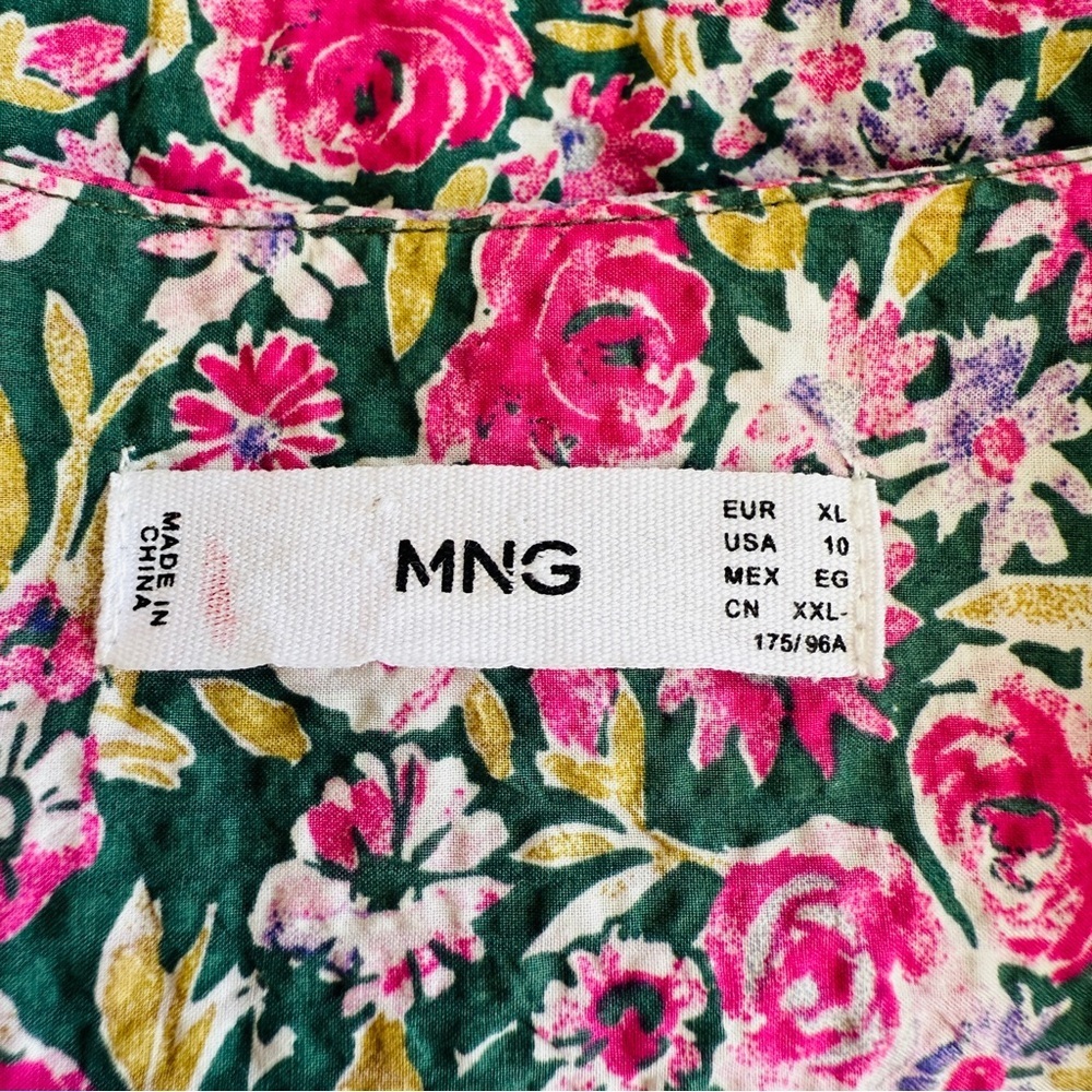 MNG By Mango Linda Dress Midi Pink Ditzy Floral Puff Sleeve - Picture 7 of 11